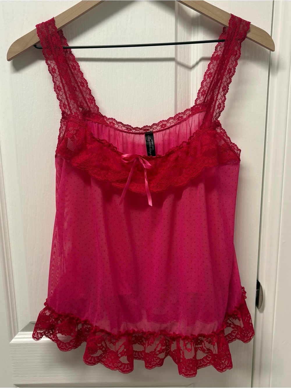 Y2K Victoria's Secret Sexy Little Things Babydoll Top Pink Polka Dot
Sheer Lace